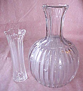 Pressed Glass Water Bottle & Vase