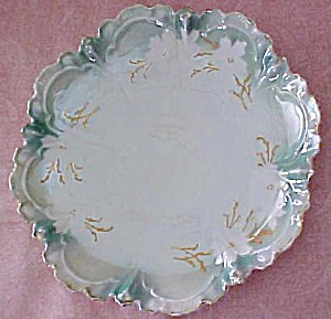 R. S. Prussia Cake Plate White Floral Scallop Edges