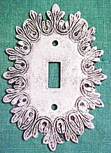 Brass Switchplate Scrolled Leaves Tuscany White Washed