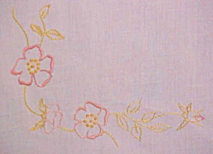Table Topper Floral Embroidery Linen Leg Ties