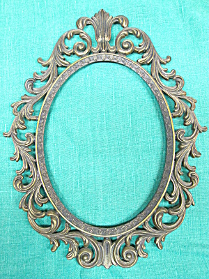 Ornate Brass Oval Picture Frame Italy