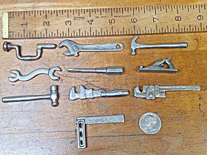 Antique Mini Toy Tools Nickel Plated Group Of 10