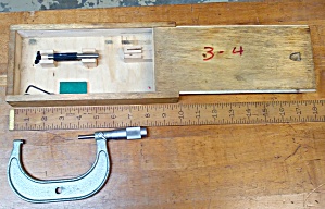 Micrometer 3-4 Inch Wooden Box .0001 Inch