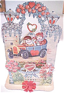 Valentines Card Germany Large Size Flowers Fold Out