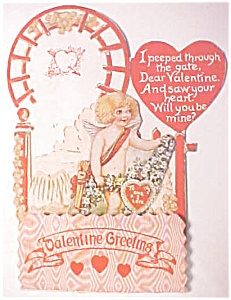 Honeycomb Valentines Card Cherub 1920's Near Mint