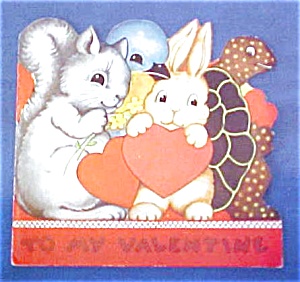 Valentine Book Card Childs Animals Colorful