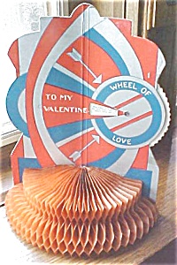 Vintage Valentines Honeycomb 4 Pc Spin Wheel