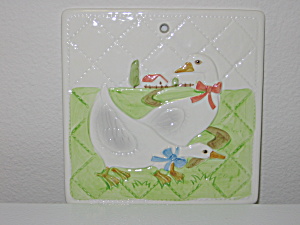 Otagiri Japan 1982 Ducks Geese Farm Trivet Wall Hanger