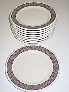 Shenango Anchor Hocking Set Of 8 Bread Plates Grey Band