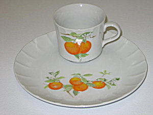 Toscany Mandarin Orange Lunch Plate & Cup