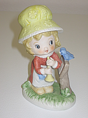 Royal Crown Yellow Bonnet Girl With Horn Figurine