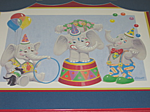 Homco Childs Picture Circus Party Elephants & Red Frame