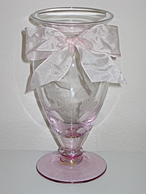 Lenox Floral Spirit 9&quot; Pink Crystal Vase With Bow