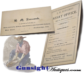 Late 19th Century - Colorado - Gold & Silver Mining - Assayer's Card