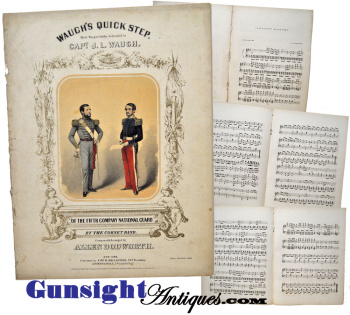 Mexican War Dated - Military Lithograph - Waugh's Quick Step - Sheet Music
