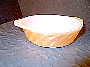 Vintage Fire King Peach Lusterware Swirl Handled Bowl