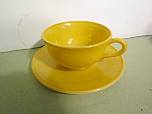 Anchor Hocking/fire King Yellow Teacup & Saucer Set