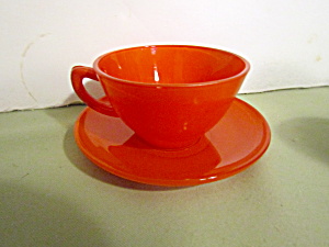 Anchor Hocking Rainbow Tangerine Cup & Saucer Set