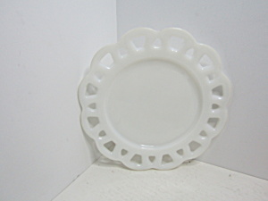Anchor Hoching Milk Glass Lace Edge Round Snack Plate