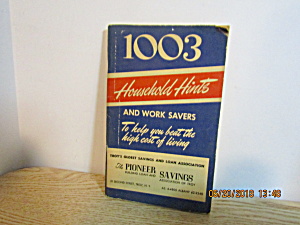 Vintage Book 1003 Household Hints & Work Savers