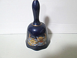 Vintage Porcelain Cobalt Blue Peacock Design Bell