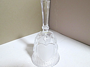 Vintage Lead Crystal Frosted Heart Design Bell