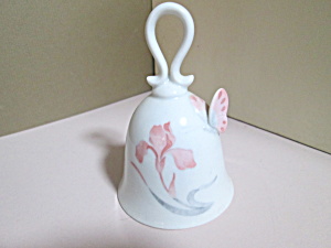 Vintage Porcelain Pink Floral Butterfly Bell