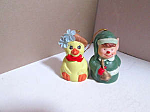 Vintage Bells&bows Duck & Boy Elf Bell Ringer