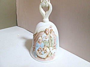 Holiday Homco Embossed Nativity Porcelain Bell