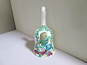 Vintage Bisque Porcelain Hand Painted Prayinghands Bell