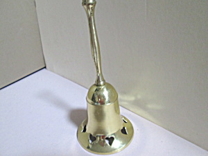 Vintage Solid Brass Cutout Hearts Bell