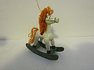 Vintage Light Gray Christmas Ornament Rocking Horse