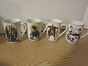 Norman Rockwell Sat Evening Post Four Mug Set