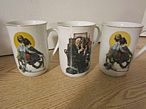 Norman Rockwell Sat Evening Post Three Mug Set