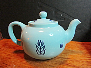 Vintage Cronin Pottery Blue Tulip Covered Teapot