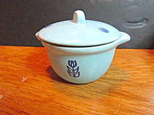 Cronin Pottery Blue Tulip Covered Sugar Bowl