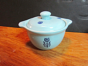 Cronin Pottery Blue Tulip Covered Soup Bowl