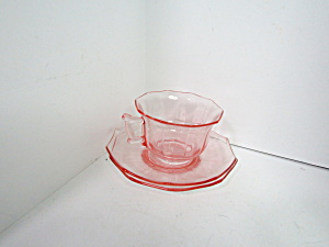 Vintage Cambridge Depression Pink Trio Cup & Saucers