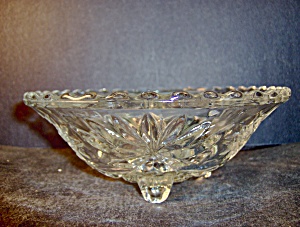 Anchor Hocking Crystal Pressed Glass Footed Candy Bowl