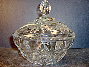 Anchor Hocking Crystal Pressed Cut Glass Coverd Bowl