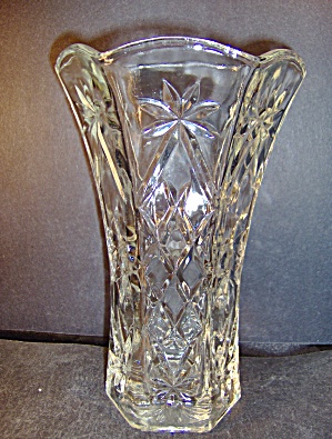 Anchor Hocking Crystal Pressed Glass Paneled Large Vase