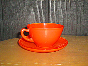 Anchor Hocking/fire King Rainbow Red Cup & Saucer Set