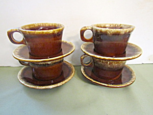 Vintage Hull Mirror Brown Drip Cup & Saucer Set