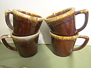 Vintage Mccoy Mirror Brown Drip Coffee Cup Set