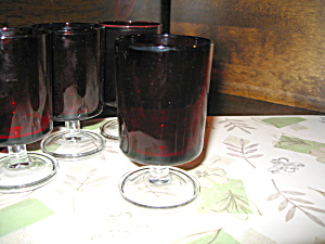 Laminarc Ruby Red/clear Stemmed Bottom 4oz Glasses