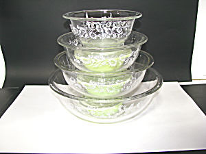 Vintage Pyrex Set Of Clear Colonial Mist Nesting Bowls