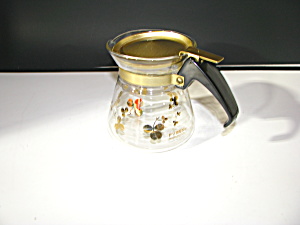Vintage Pyrex Gold Leaf Glass Mini Carafe 1 Cup