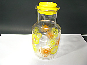 Vintage Pyrex Lemon And Orange Carafe 2qt Juice Pitcher