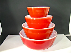 Vintage Pyrex Red Nesting Bowls Set