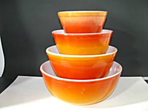 Vintage Pyrex Flameglo Nesting Bowls Set